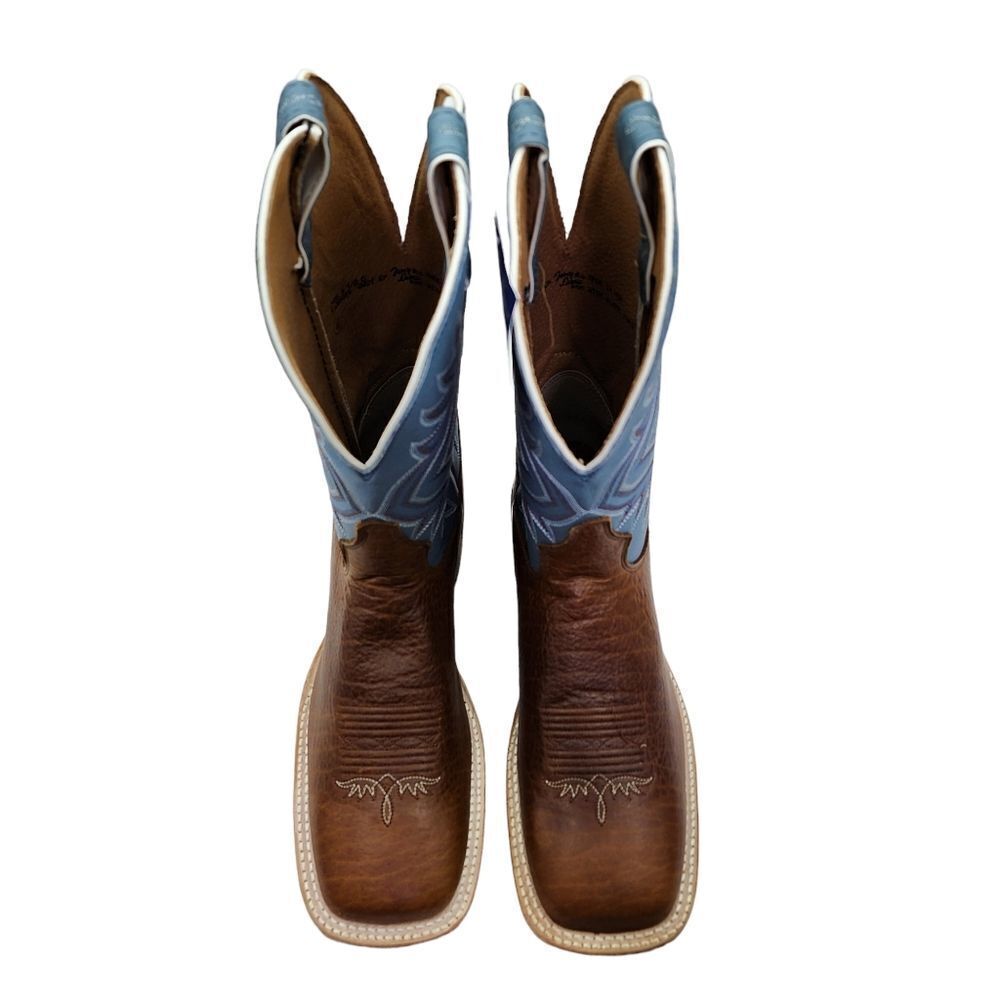 Tony Lama Men's Avett Pecan Bison Baltic Blue Cimmarron Top Western Boot - 8.5 D - Picture 5 of 10